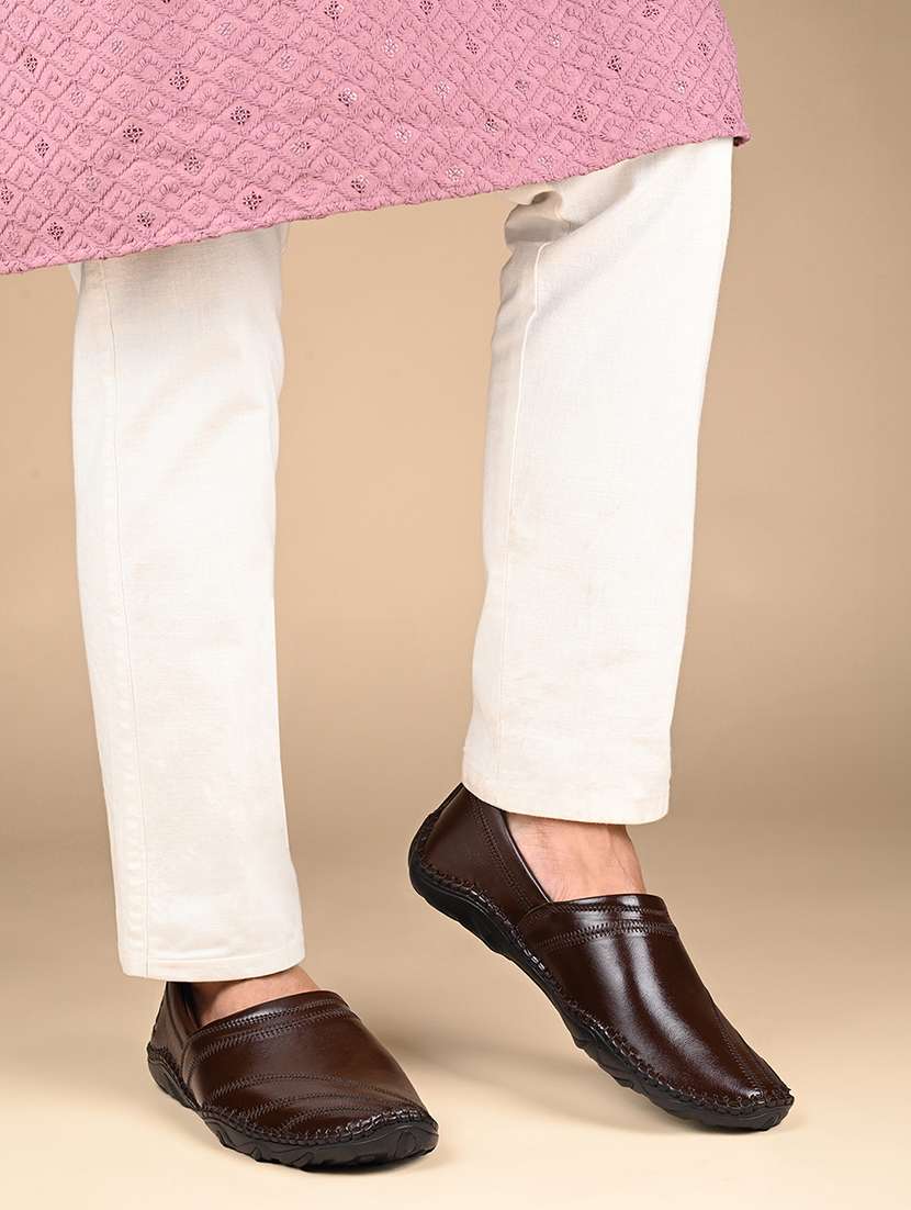 men brown slip on mojari - 22317744 -  Standard Image - 1