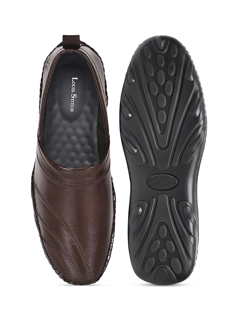 men brown slip on mojari - 22317744 -  Standard Image - 4