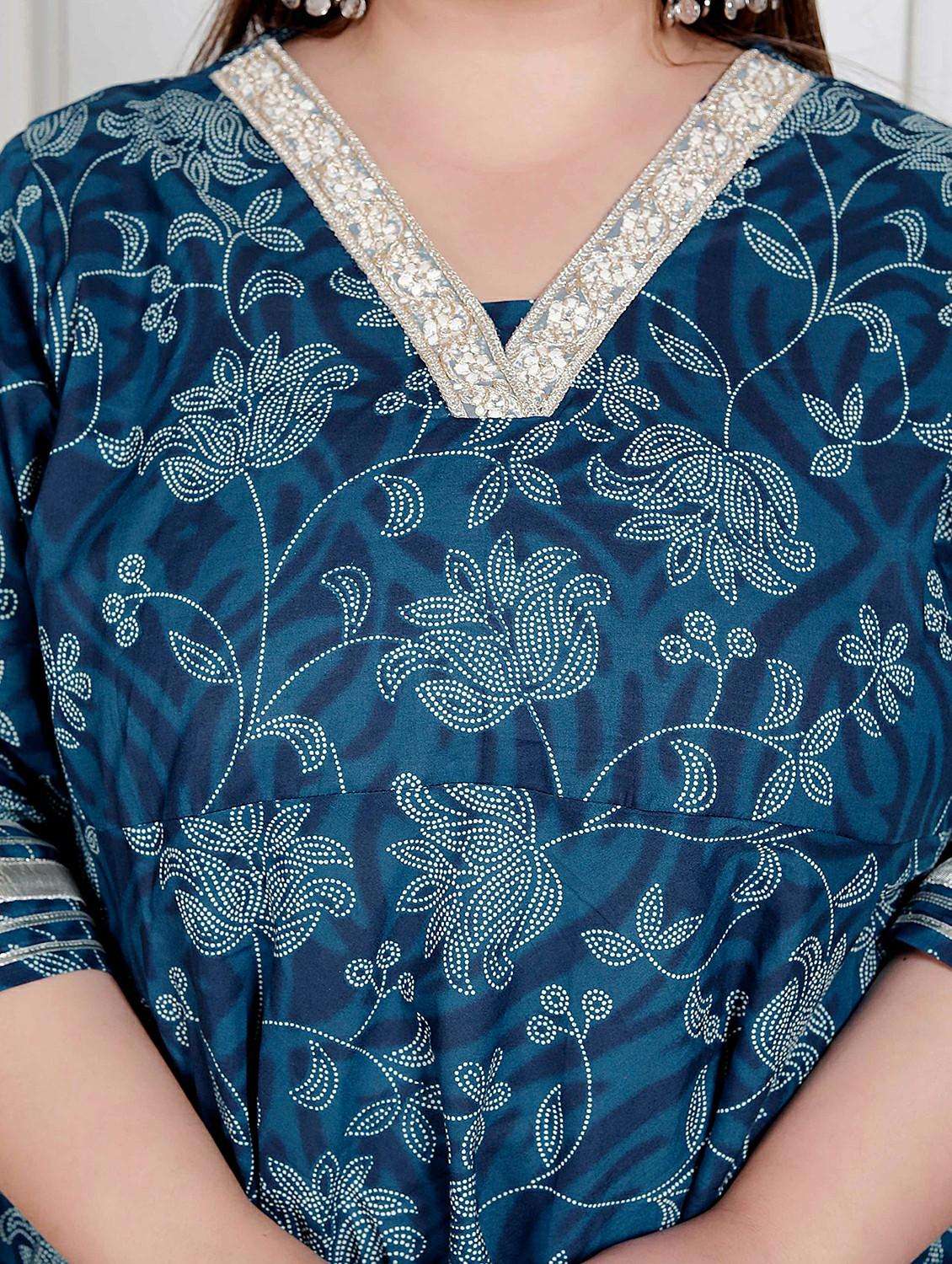 women plus size floral three quarter sleeve anarkali kurta - 22317751 -  Standard Image - 1