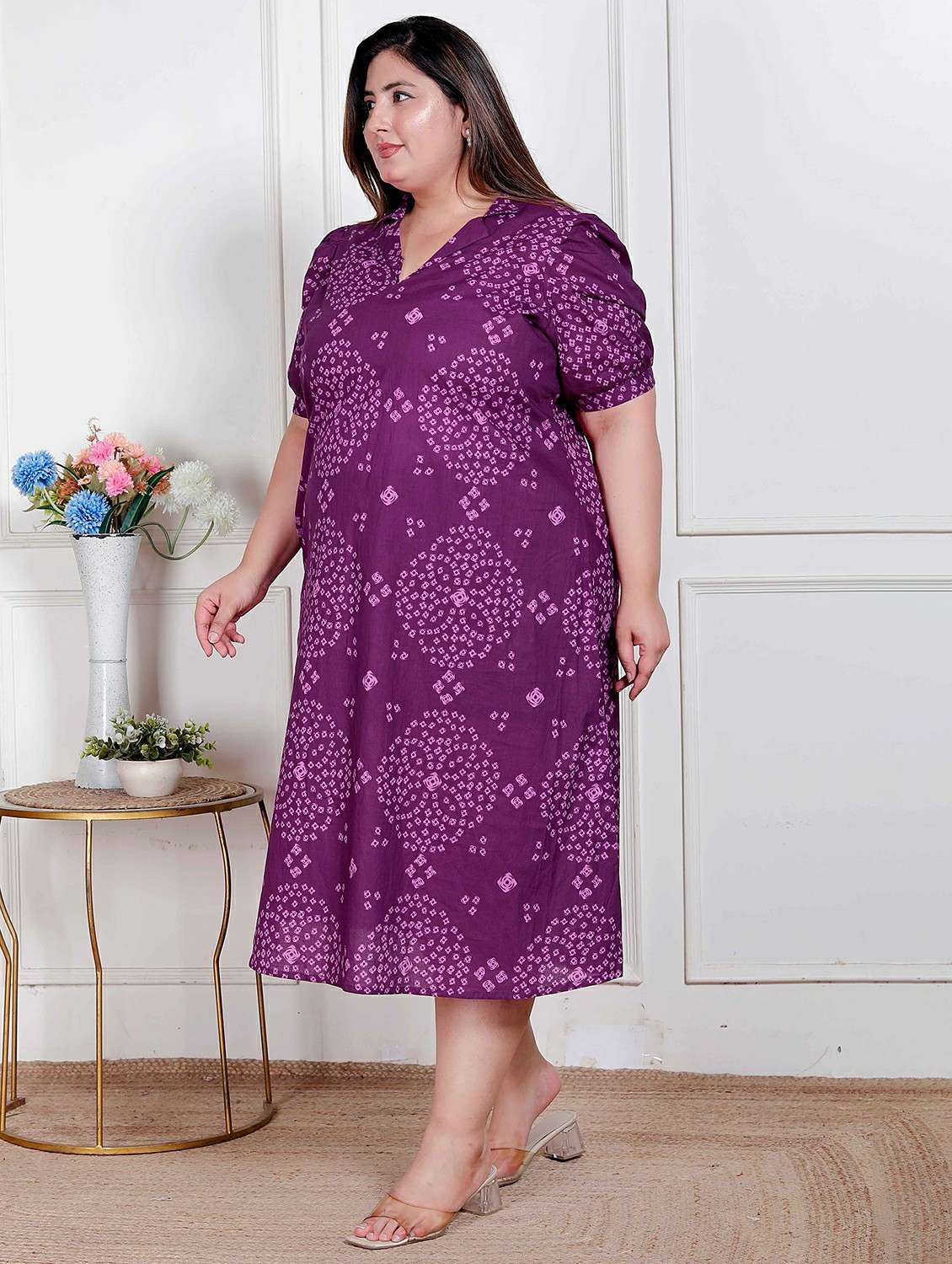 women plus size printed puff sleeve dress - 22317769 -  Standard Image - 1