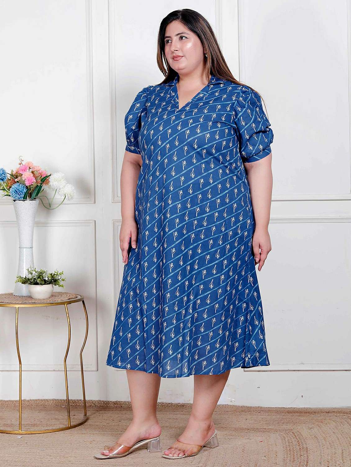 women plus size printed puff sleeve dress - 22317774 -  Standard Image - 1