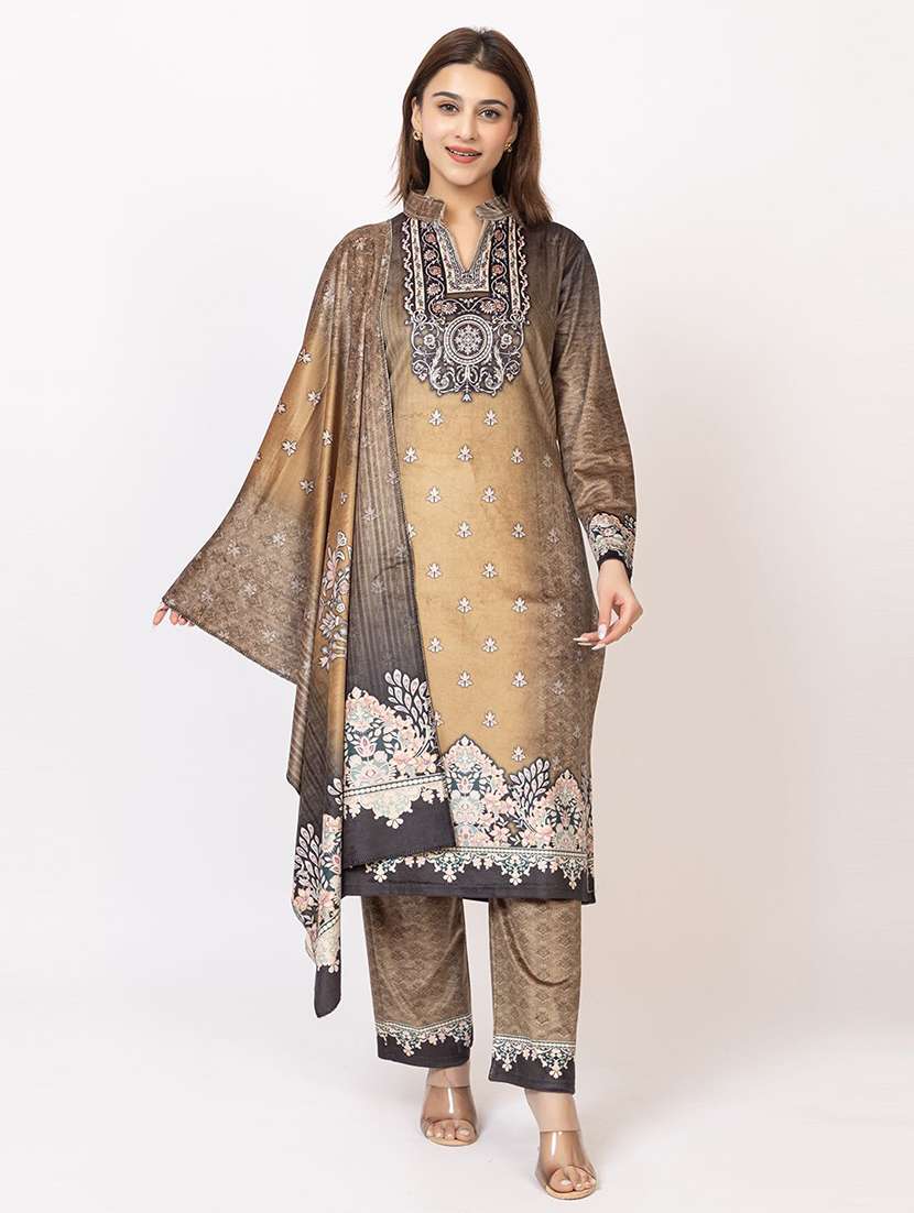 women printed long sleeve kurta pant with dupatta set - 22318100 -  Standard Image - 1