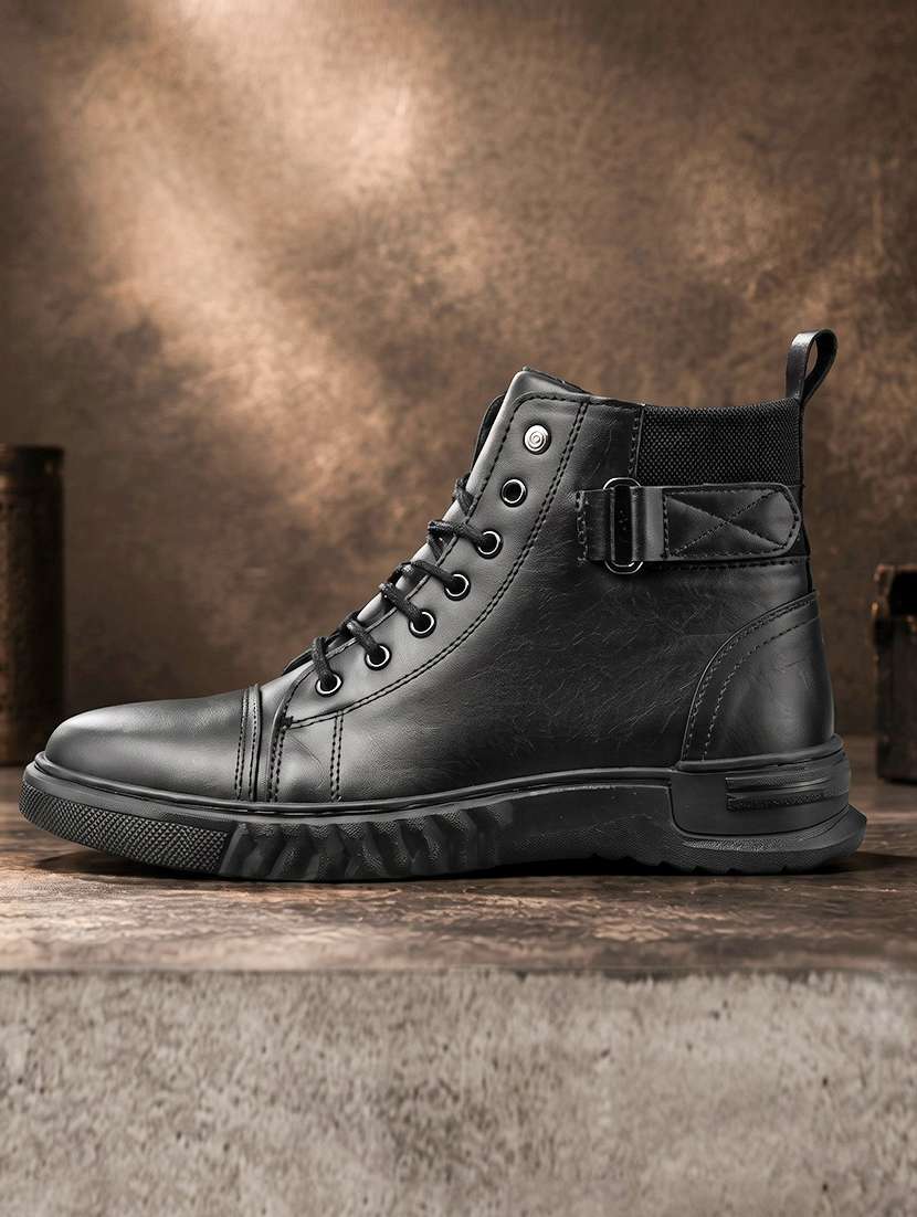 Men Black Lace Up Boot - 22318574 -  Standard Image - 1