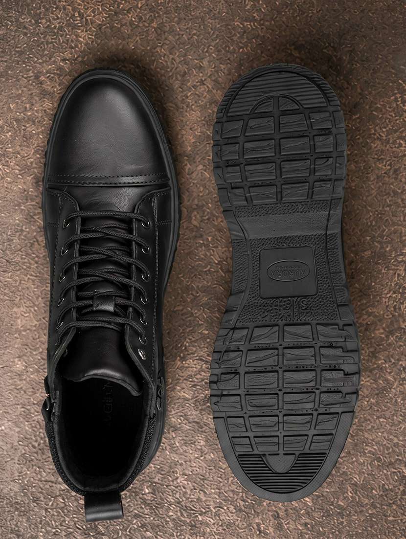 Men Black Lace Up Boot - 22318574 -  Standard Image - 4