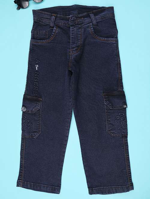 Blue Poly Cotton Plain Jean