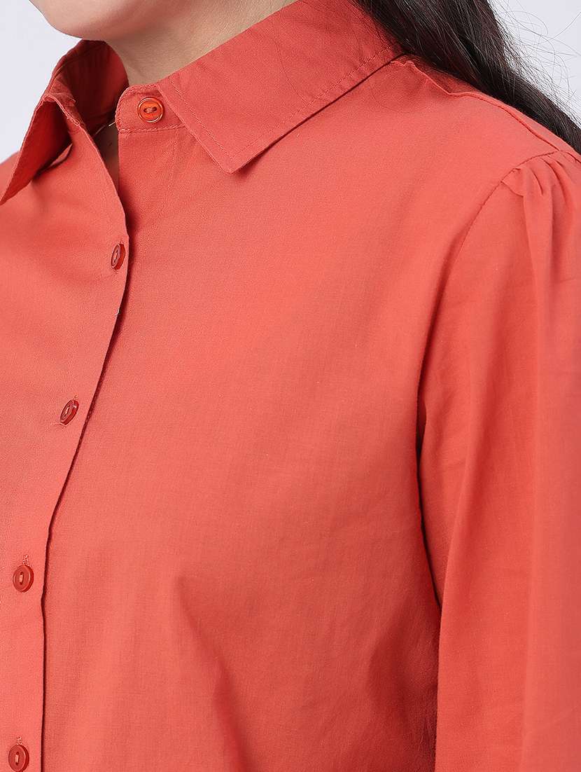 Women Solid Three Quarter Sleeves Regular Shirt - 22318988 -  Standard Image - 1