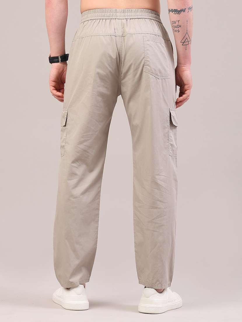 men solid mid rise regular fit cargo  - 22319002 -  Standard Image - 4