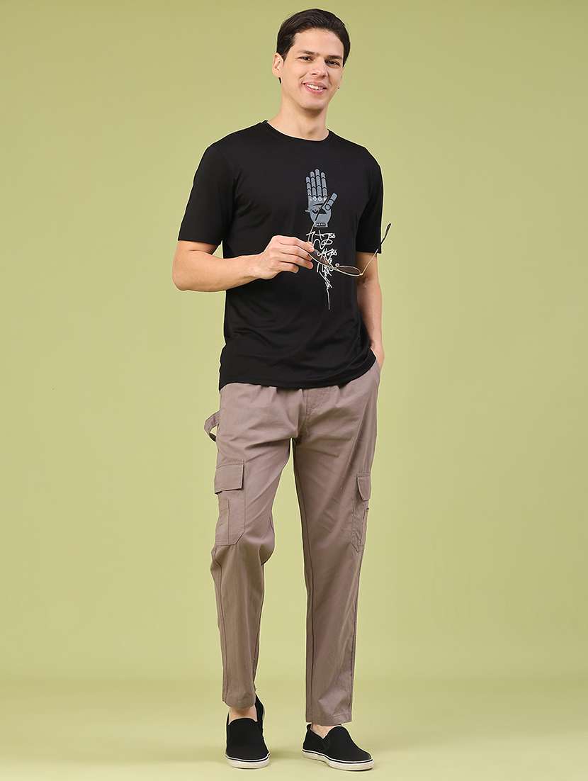 men solid mid rise regular fit cargo  - 22319008 -  Standard Image - 4