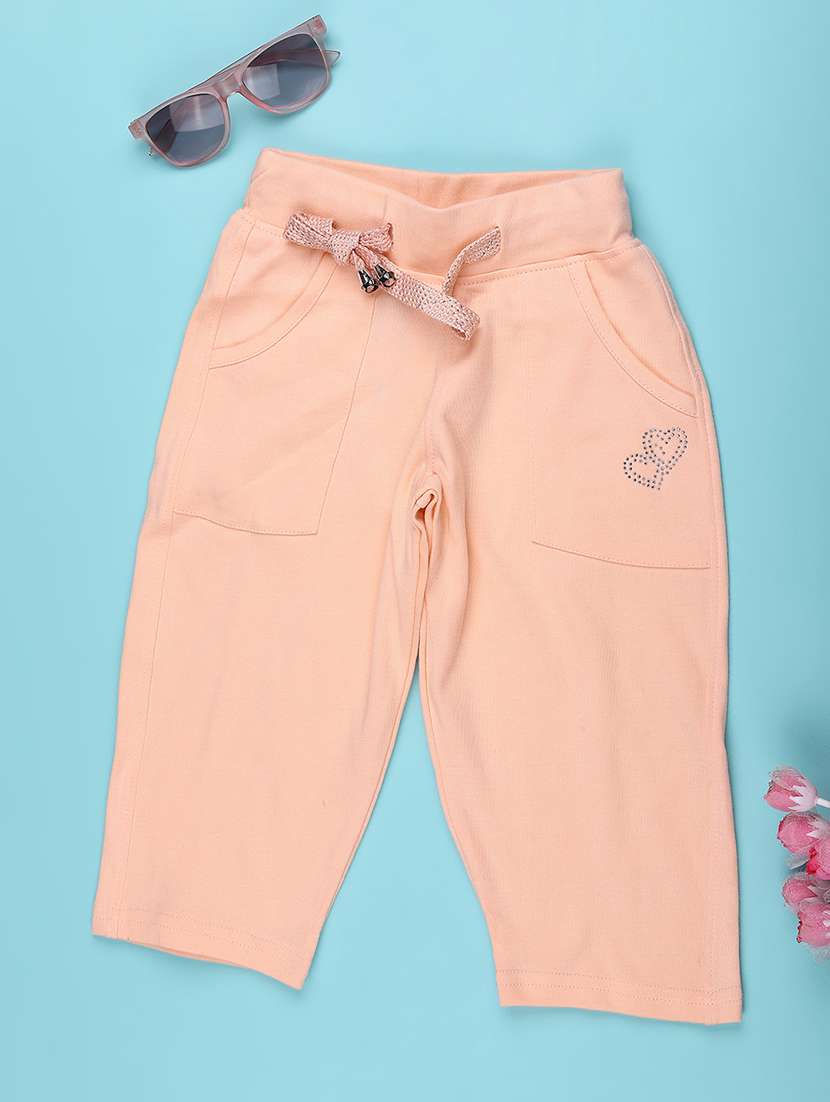 peach cotton three fourths shorts and threefourth - 22319013 -  Standard Image - 1