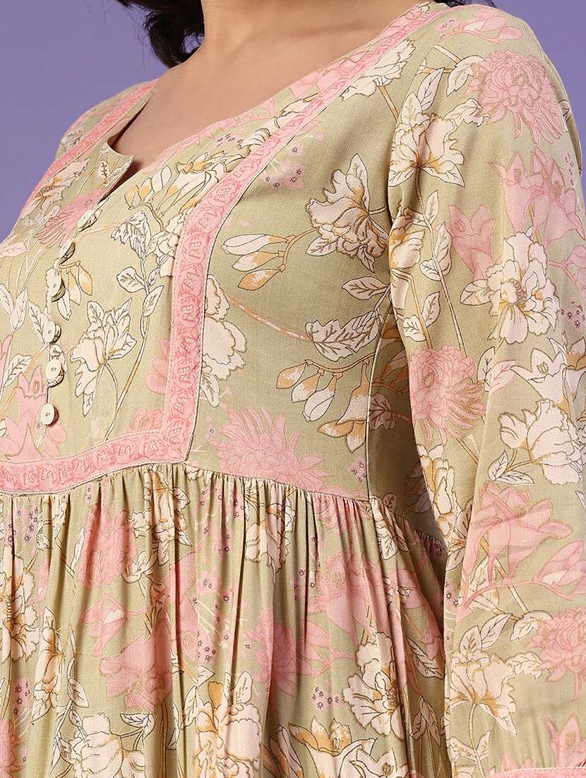 green cotton tiered  dress - 22319042 -  Standard Image - 1