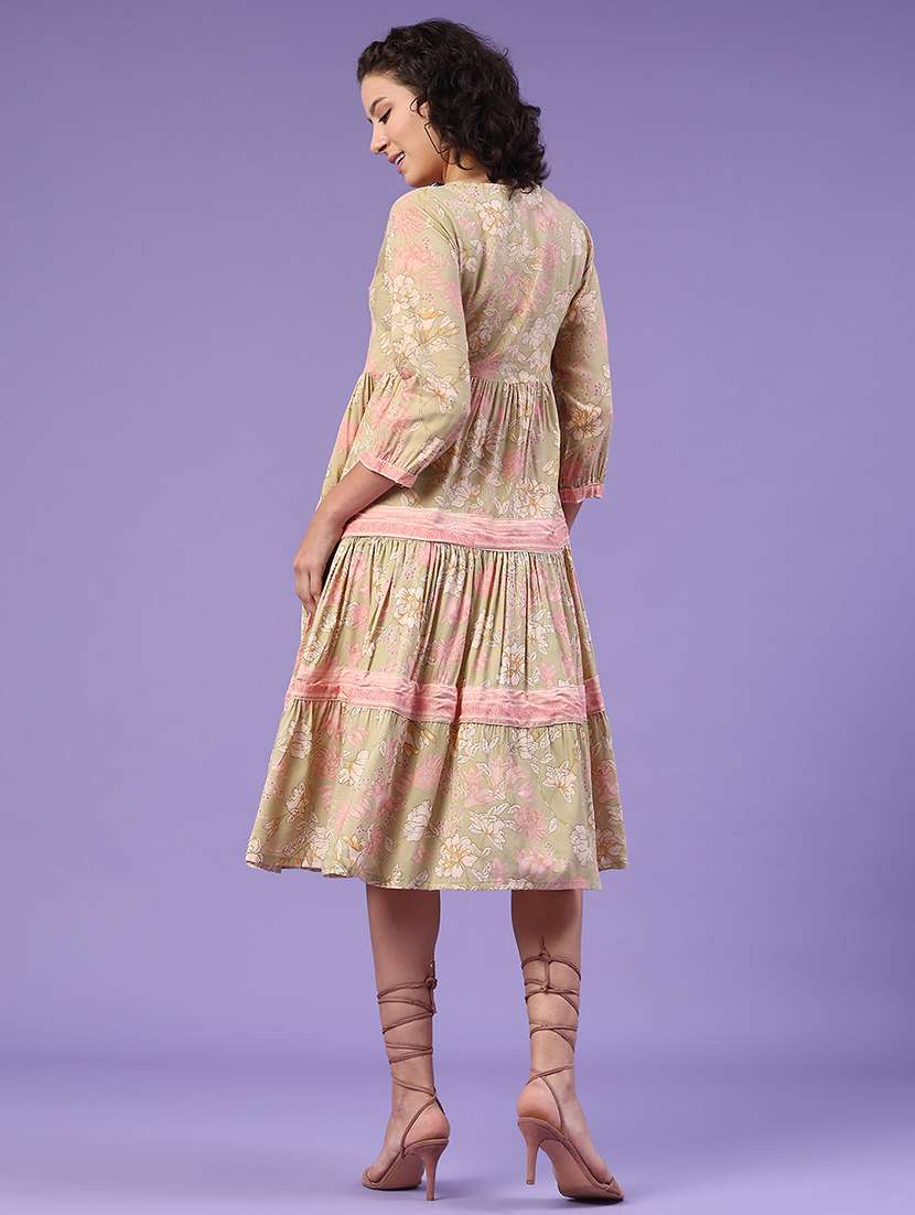 green cotton tiered  dress - 22319042 -  Standard Image - 4