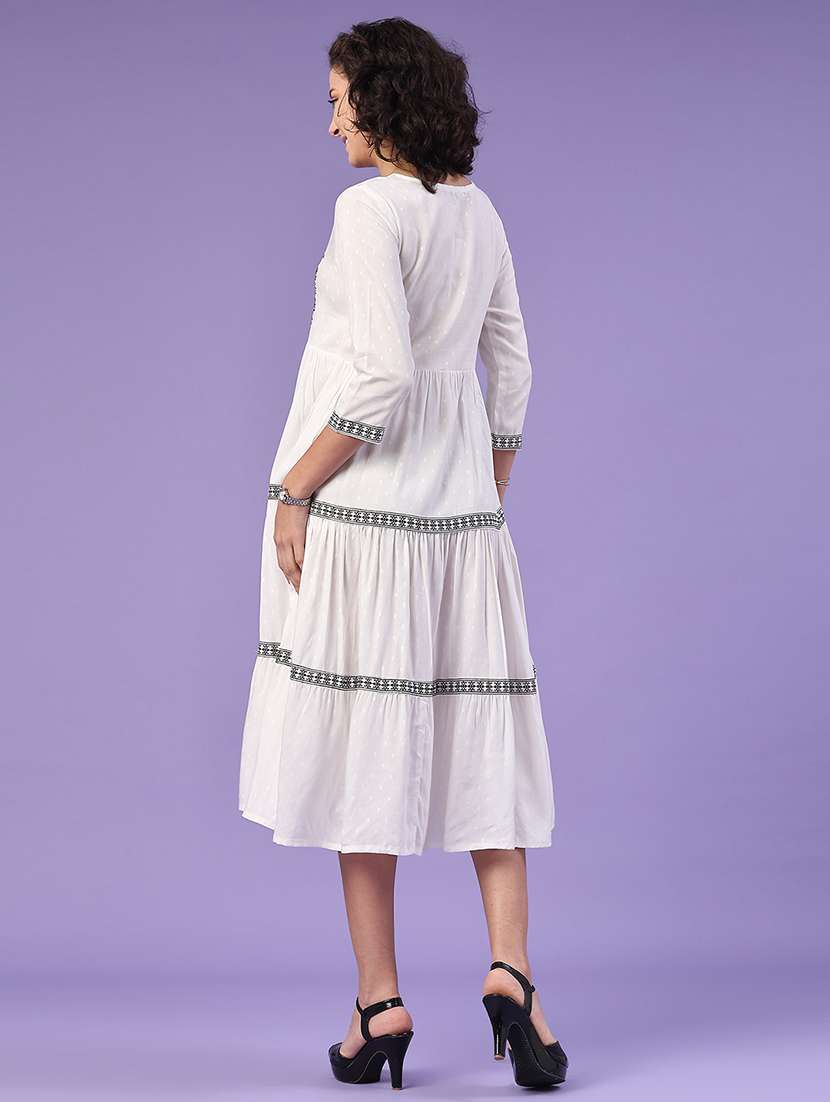 white cotton tiered  dress - 22319044 -  Standard Image - 4