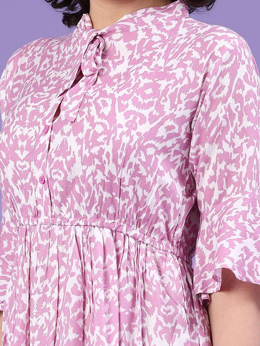 women printed bell sleeve a-line dress - 22319047 -  Standard Image - 1