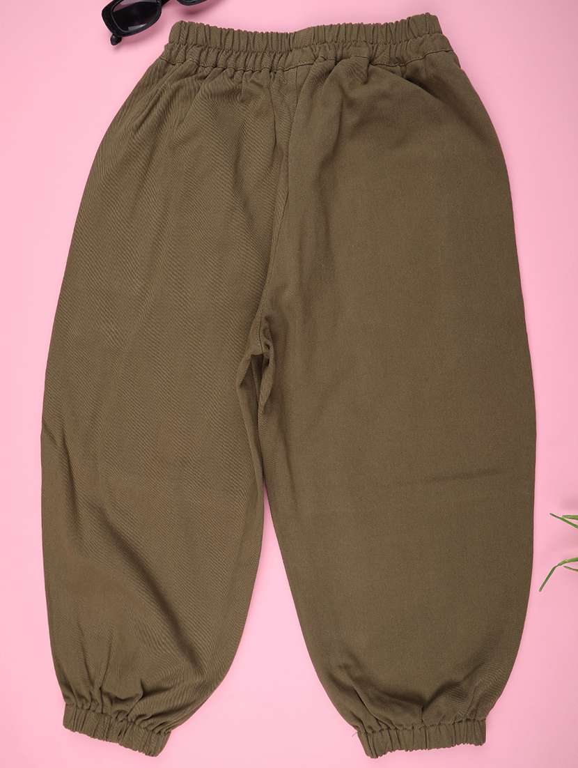 olive poly cotton plain jogger - 22319068 -  Standard Image - 1