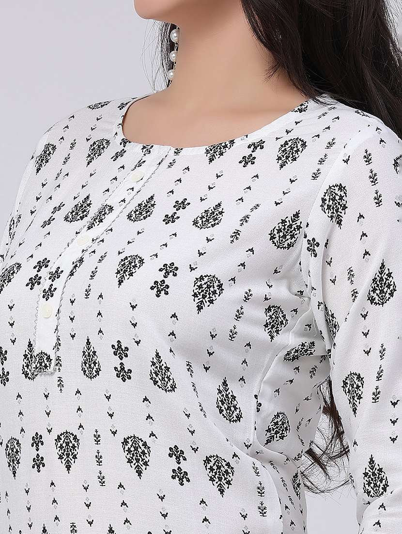 women printed three quarter sleeves kurta and pant set - 22319125 -  Standard Image - 4