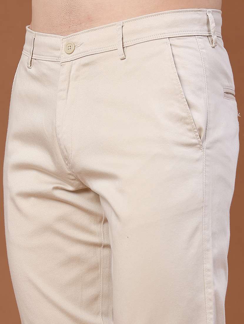 Men Solid Mid Rise Regular Fit Chinos - 22319159 -  Standard Image - 1