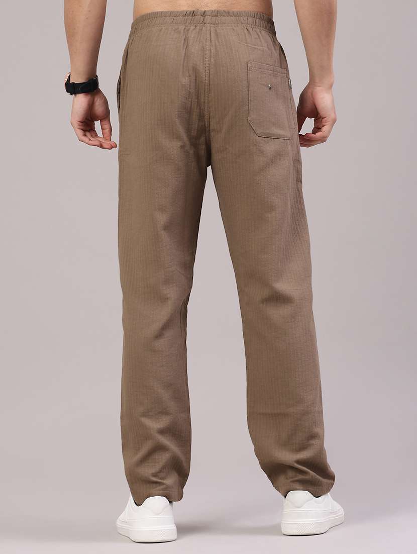 men self design mid rise regular fit casual trouser - 22319181 -  Standard Image - 4