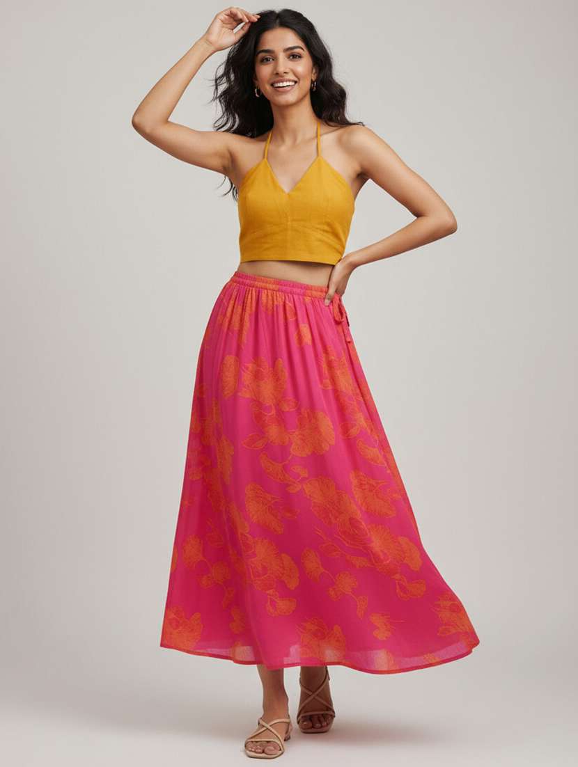 Women Printed Mid Rise Flared Maxi Skirt - 22319230 -  Standard Image - 1