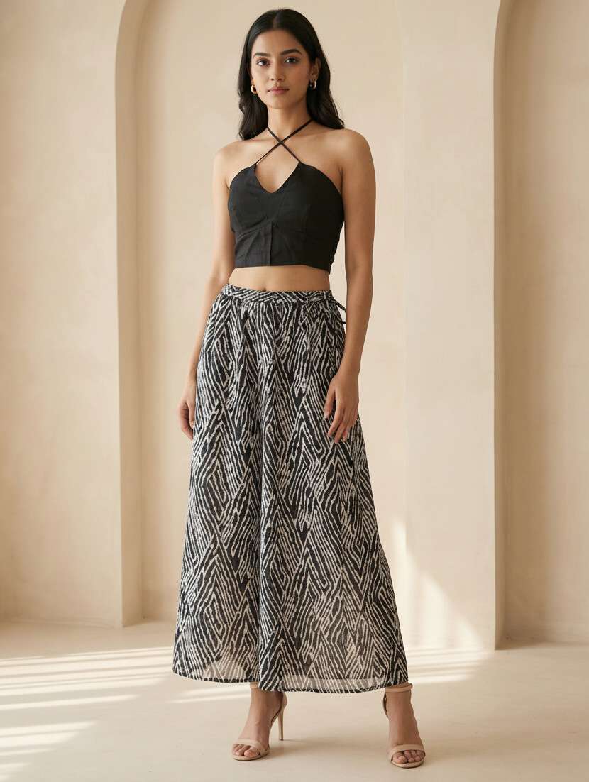 women printed mid rise flared maxi skirt - 22319231 -  Standard Image - 1