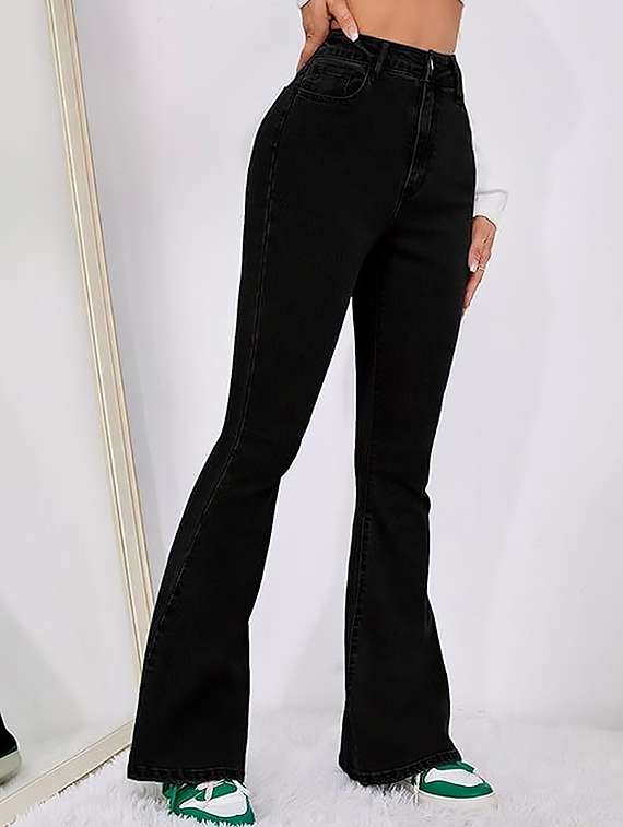 women plain high rise bootcut jeans - 22319236 -  Standard Image - 1