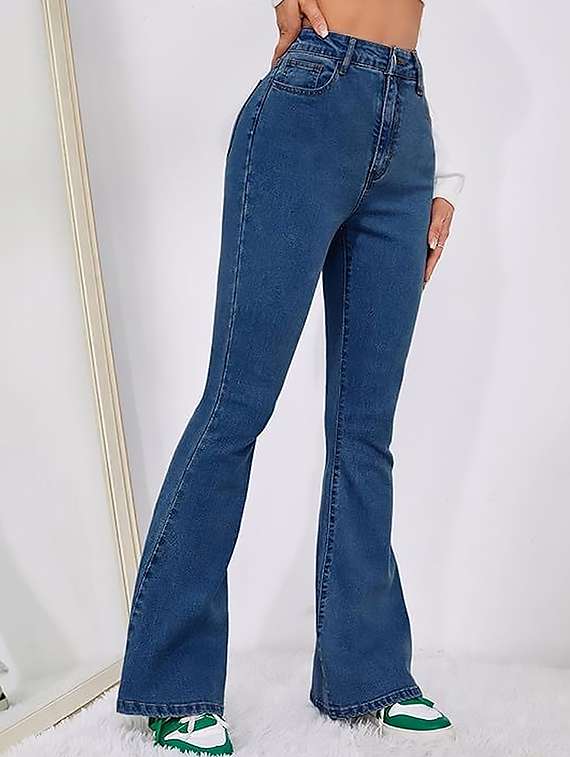 women solid high rise bootcut jeans - 22319237 -  Standard Image - 1