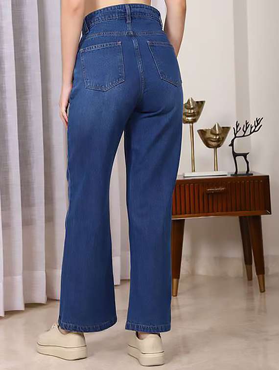 women plain high rise wide leg jeans - 22319243 -  Standard Image - 1
