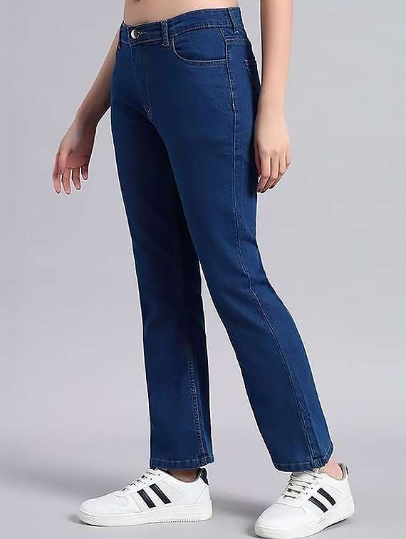 women solid mid rise bootcut jeans - 22319249 -  Standard Image - 1