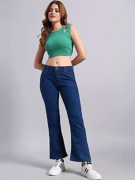 women solid mid rise bootcut jeans - 22319249 -  Standard Image - 4