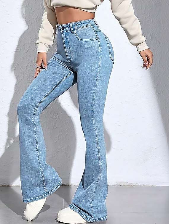 women plain high rise bootcut jeans - 22319250 -  Standard Image - 1
