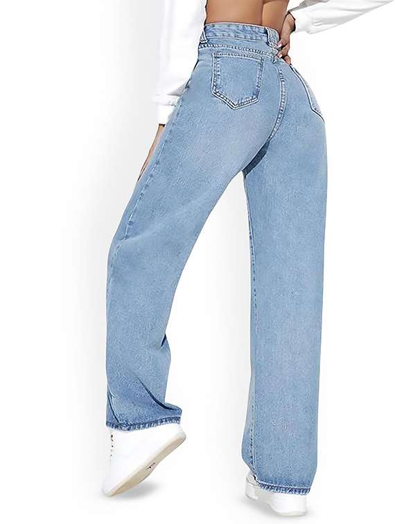 women washed high rise wide leg jeans - 22319253 -  Standard Image - 1
