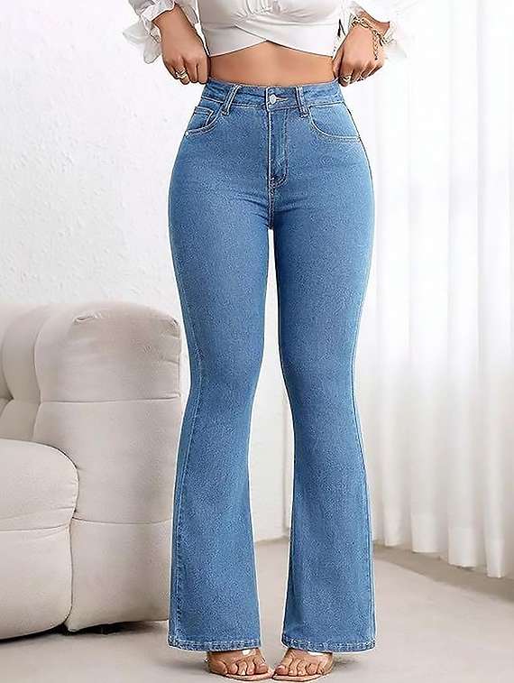 women plain high rise bootcut jeans - 22319259 -  Standard Image - 1