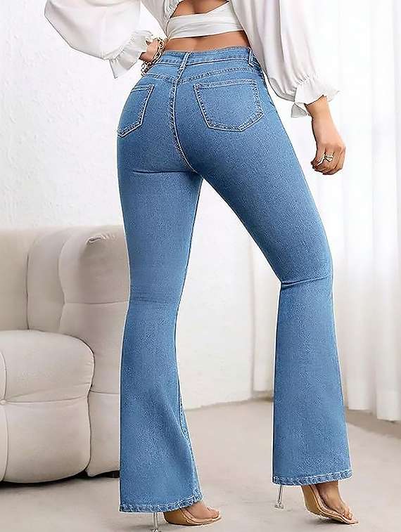 women plain high rise bootcut jeans - 22319259 -  Standard Image - 4