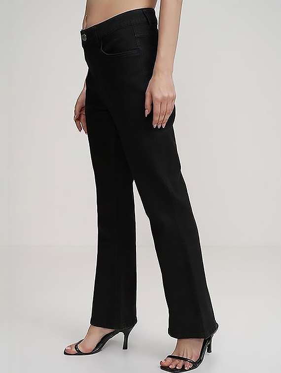 women plain high rise bootcut jeans - 22319276 -  Standard Image - 1