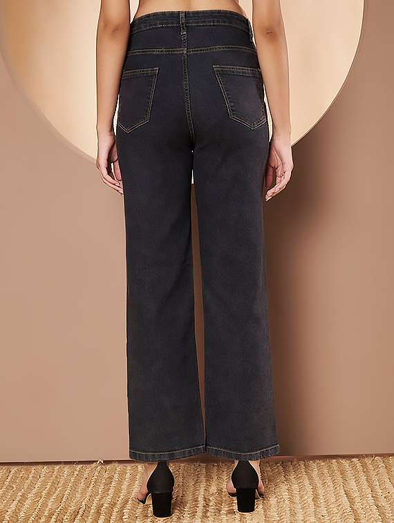 women solid high rise bootcut jeans - 22319284 -  Standard Image - 4