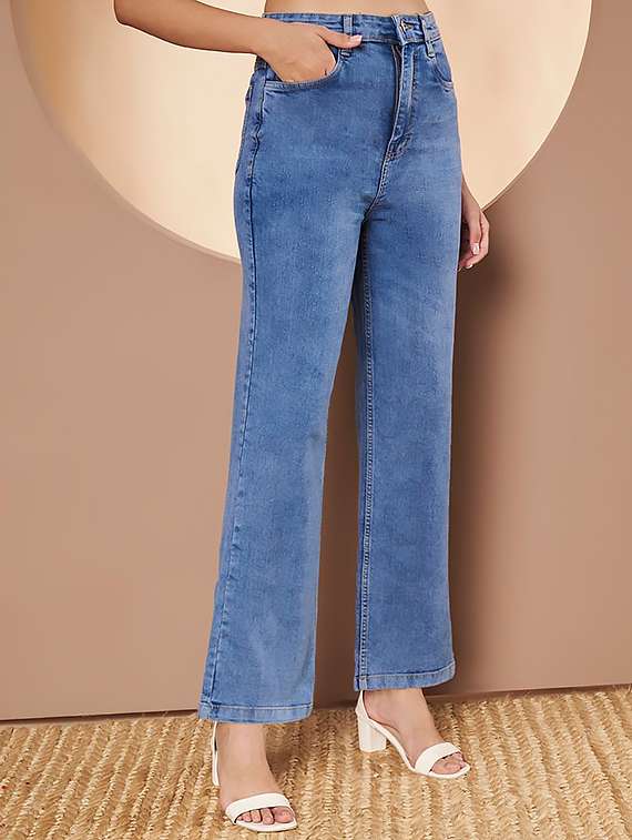 women plain high rise bootcut jeans - 22319286 -  Standard Image - 1