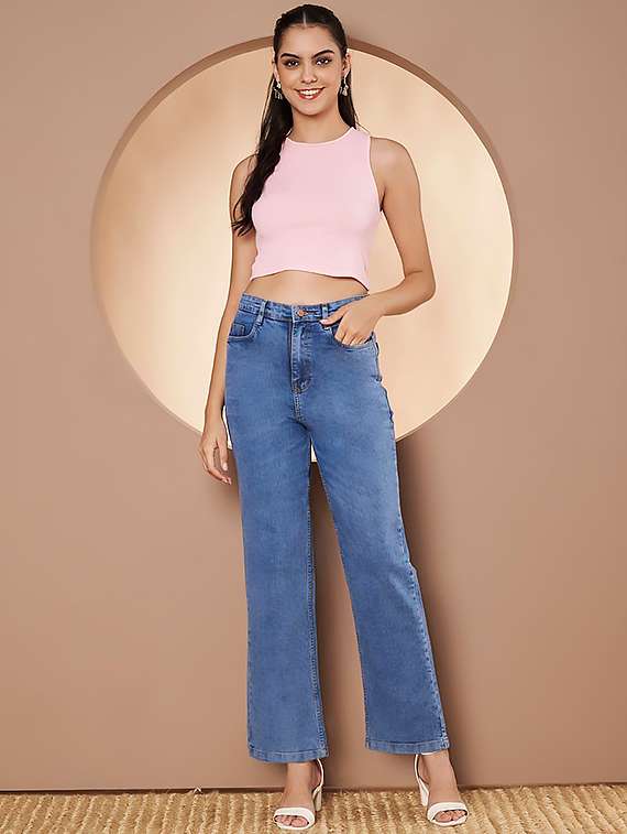 women plain high rise bootcut jeans - 22319286 -  Standard Image - 4