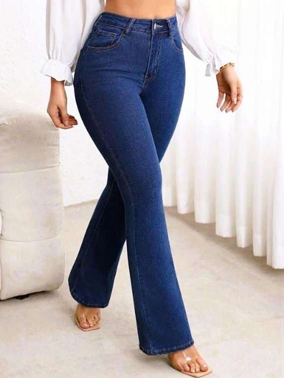 women solid high rise bootcut jeans - 22319300 -  Standard Image - 1