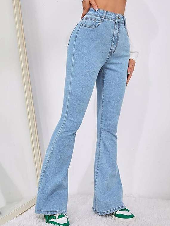women solid high rise bootcut jeans - 22319301 -  Standard Image - 1