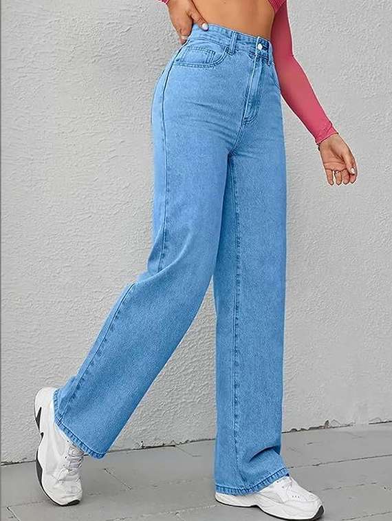 women solid high rise straight jeans - 22319309 -  Standard Image - 1