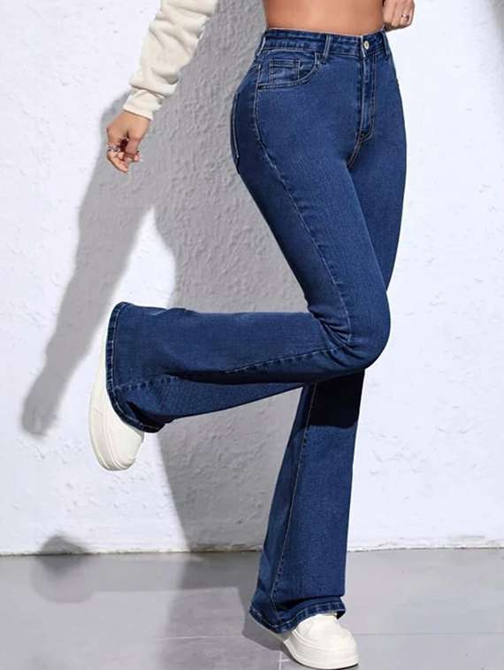 women solid high rise bootcut jeans - 22319314 -  Standard Image - 1