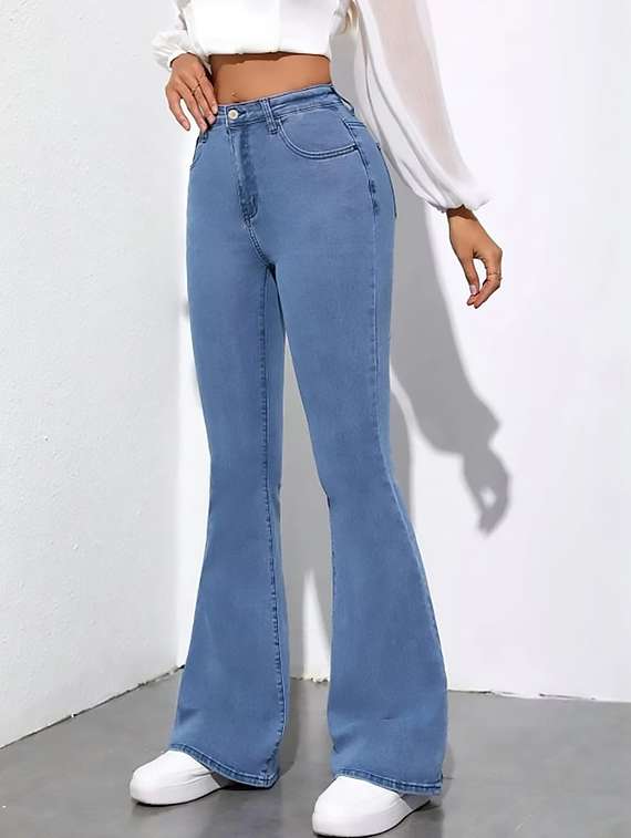 women plain high rise bootcut jeans - 22319341 -  Standard Image - 1