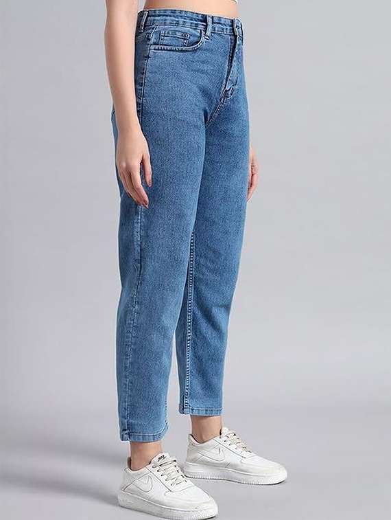 women solid high rise boyfriend fit jean - 22319344 -  Standard Image - 1