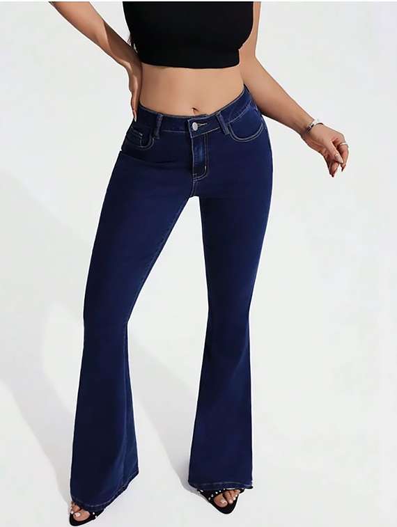 women plain high rise bootcut jeans - 22319354 -  Standard Image - 4