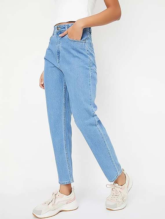 women solid high rise straight jeans - 22319358 -  Standard Image - 1