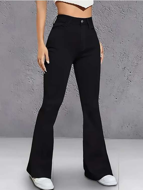 women plain high rise bootcut jeans - 22319367 -  Standard Image - 1