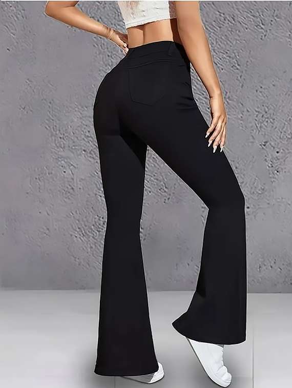 women plain high rise bootcut jeans - 22319367 -  Standard Image - 4