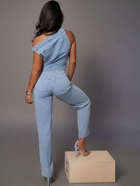 women solid high rise straight jeans - 22319384 -  Standard Image - 1