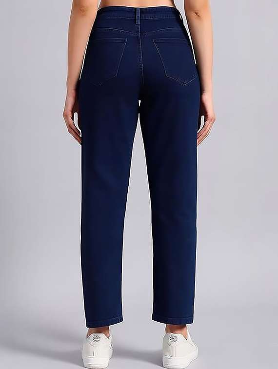 women solid high rise straight jeans - 22319389 -  Standard Image - 1