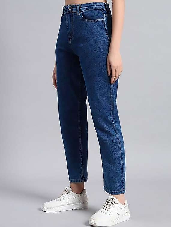 women solid high rise straight jeans - 22319410 -  Standard Image - 1