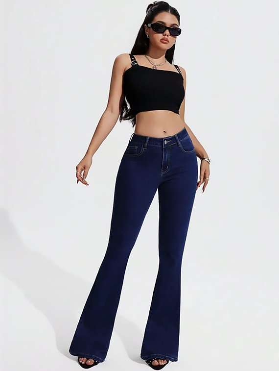 women plain high rise bootcut jeans - 22319493 -  Standard Image - 4
